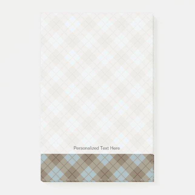 Bias Plaid in Blue and Brown Post-it Notes (Front)