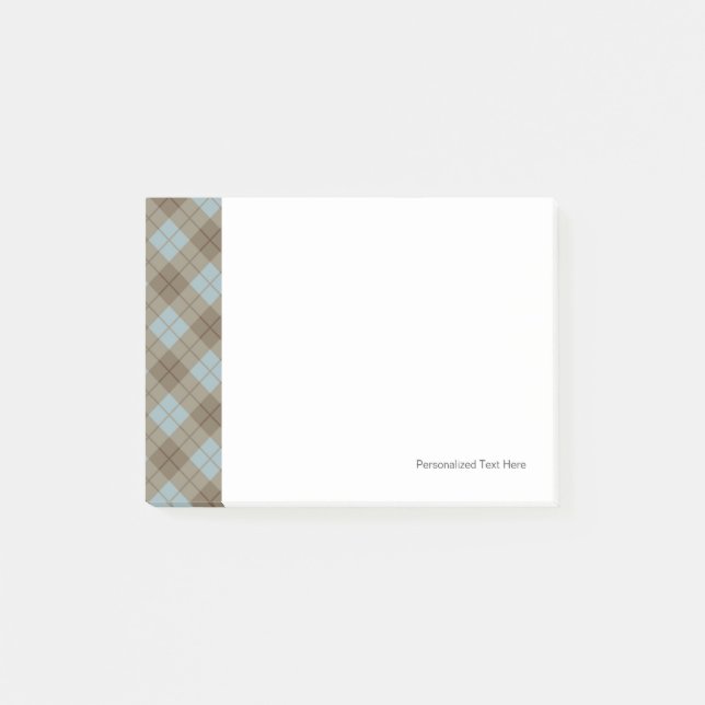 Bias Plaid in Blue and Brown Post-it Notes (Front)