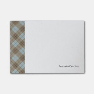 Bias Plaid in Blue and Brown Post-it Notes