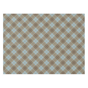Bias Plaid in Blue and Brown Tablecloth