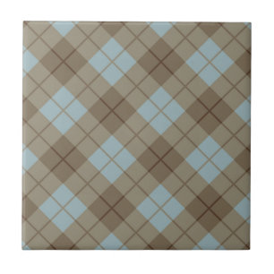 Bias Plaid in Blue and Brown Tile
