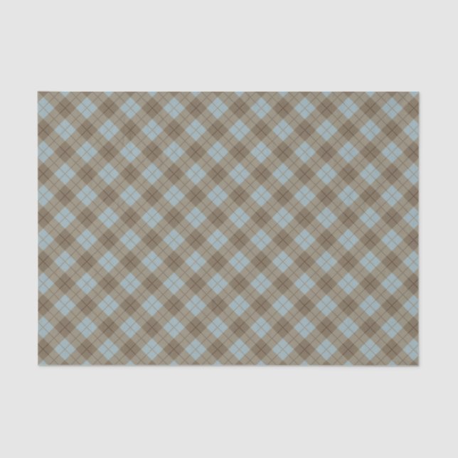 Bias Plaid in Blue and Brown Tissue Paper (Front)