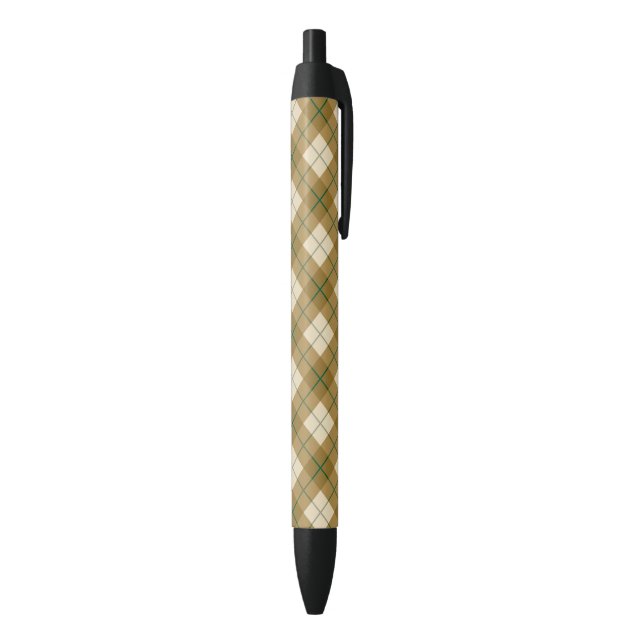 Bias Plaid in Gold with Green Stripe Black Ink Pen (Bottom (Vertical))