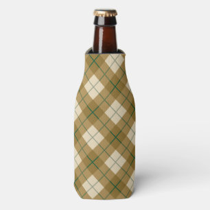 Bias Plaid in Gold with Green Stripe Bottle Cooler