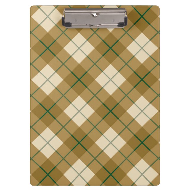 Bias Plaid in Gold with Green Stripe Clipboard (Front)