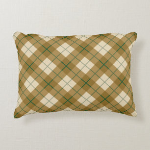Bias Plaid in Gold with Green Stripe Decorative Cushion