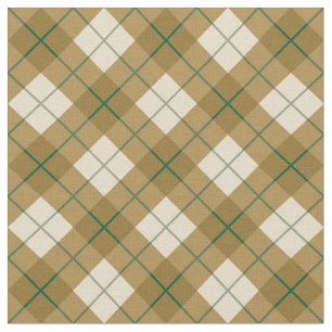Bias Plaid in Gold with Green Stripe Fabric
