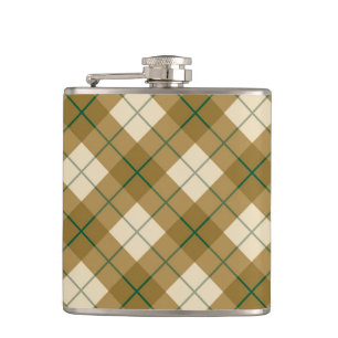 Bias Plaid in Gold with Green Stripe Hip Flask
