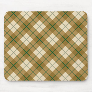 Bias Plaid in Gold with Green Stripe Mouse Mat