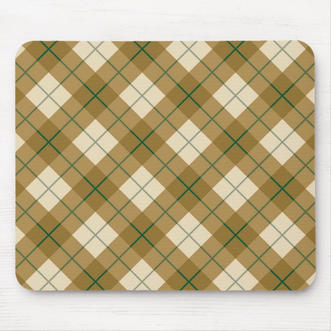 Bias Plaid in Gold with Green Stripe Mouse Mat (Front)
