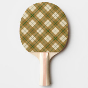 Bias Plaid in Gold with Green Stripe Ping Pong Paddle