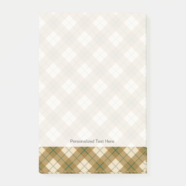 Bias Plaid in Gold with Green Stripe Post-it Notes (Front)