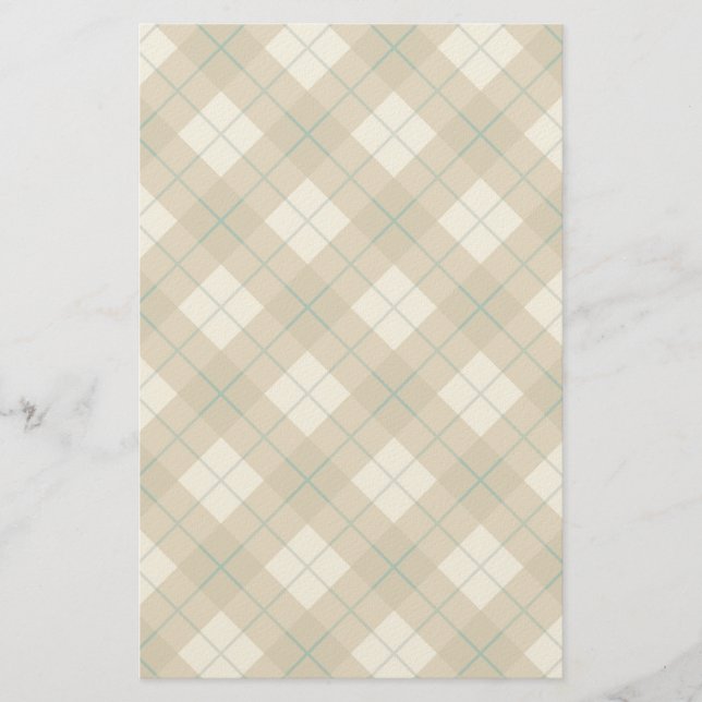 Bias Plaid in Gold with Green Stripe Stationery (Front)