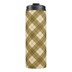 Bias Plaid in Gold with Green Stripe Thermal Tumbler