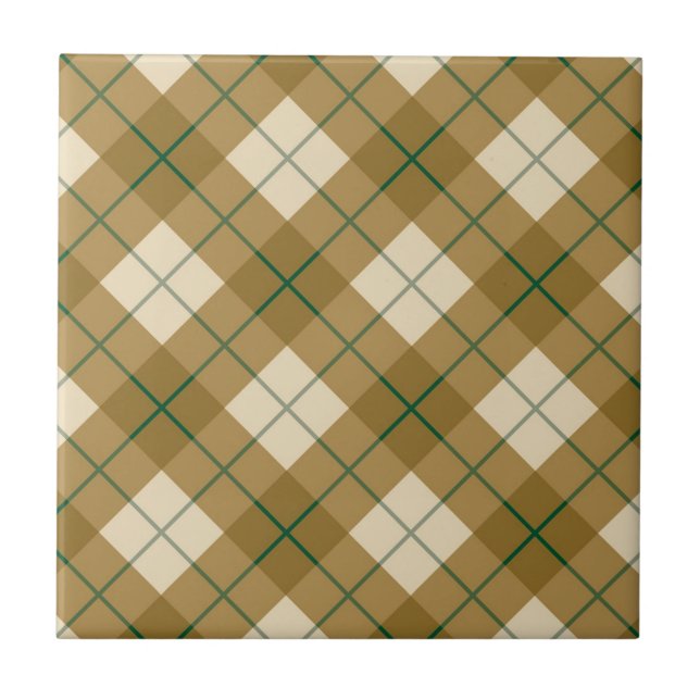 Bias Plaid in Gold with Green Stripe Tile (Front)