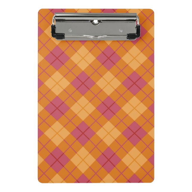 Bias Plaid in Orange and Pink Mini Clipboard (Front)