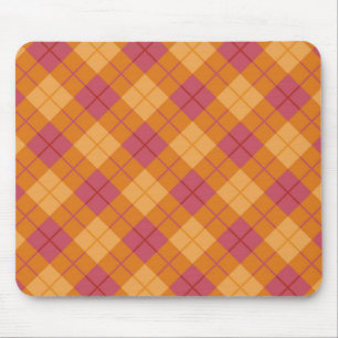 Bias Plaid in Orange and Pink Mouse Mat