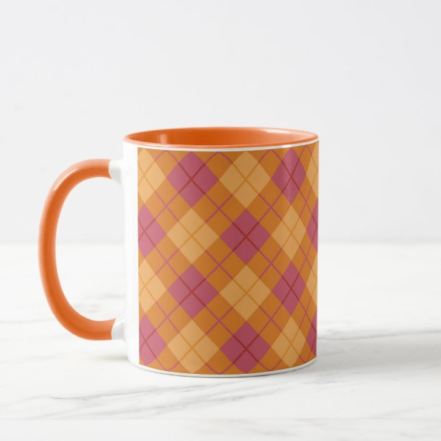 Bias Plaid in Orange and Pink Mug (Left)