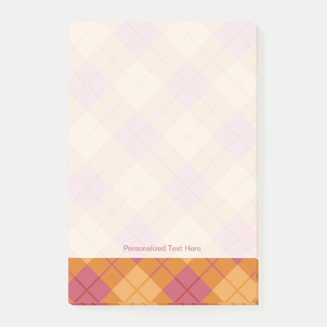 Bias Plaid in Orange and Pink Post-it Notes (Front)