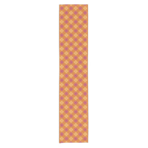 Bias Plaid in Orange and Pink Short Table Runner