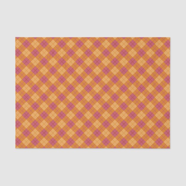 Bias Plaid in Orange and Pink Tissue Paper (Front)