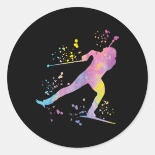Biathlete Nordic Skiing Biathlon _1 Classic Round Sticker