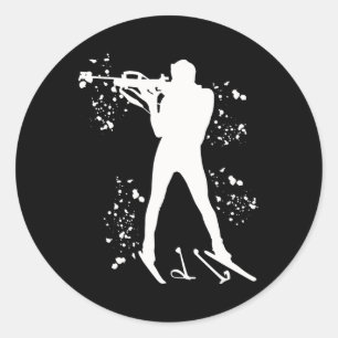 Biathlete Nordic Skiing Biathlon 1 Classic Round Sticker
