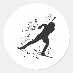 Biathlete Nordic Skiing Biathlon 8 Classic Round Sticker