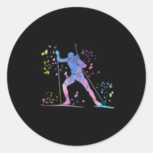 Biathlete nordic skiing biathlon classic round sticker