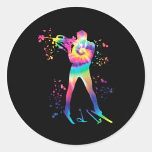 Biathlete nordic skiing biathlon classic round sticker