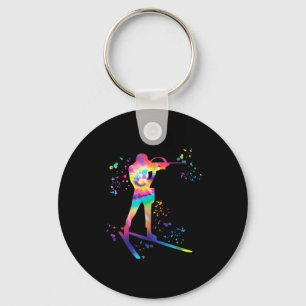 Biathlete nordic skiing biathlon key ring