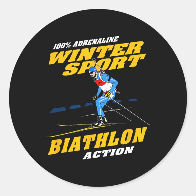 Biathlon 5  classic round sticker (Front)