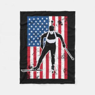 Biathlon American Flag 2 Usa Gift - Biathlon Team Fleece Blanket