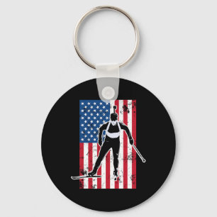 Biathlon American Flag 2 Usa Gift - Biathlon Team  Key Ring