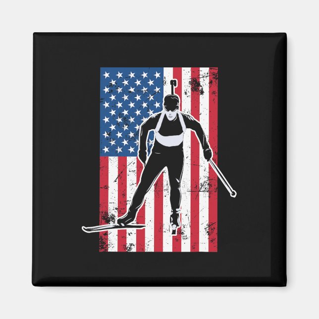 Biathlon American Flag 2 Usa Gift - Biathlon Team  Magnet (Front)