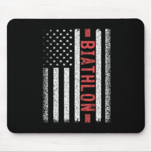 Biathlon American Flag 4th Of July Biathlon Runner Mouse Mat