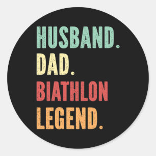 Biathlon Athlete Dad Husbynd Father Classic Round Sticker