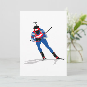 Biathlon Athlete On Skis Invitation