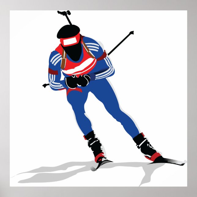 Biathlon Athlete On Skis Poster (Front)