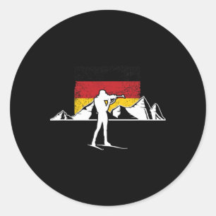 Biathlon Biathlet Germany Flag Cross-country Skiin Classic Round Sticker