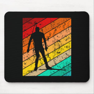 Biathlon Biathlet Skier Skiing Ski Vintage Retro 2 Mouse Mat
