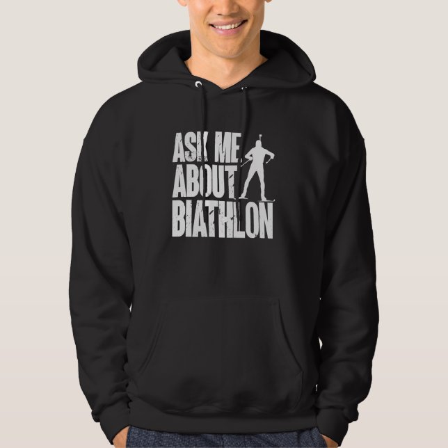 Biathlon Biathlete Cross Skiing Target Shooting Hoodie (Front)