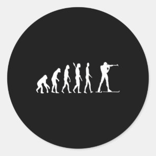 Biathlon Biathlete Evolution Skiing Winter Shootin Classic Round Sticker