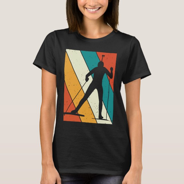 Biathlon Biathlete Target Skiing Retro Vintage T-Shirt (Front)