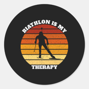 Biathlon Biathlonist Is My Therapy  Classic Round Sticker