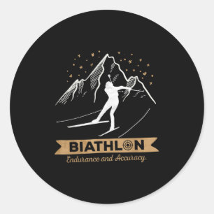 Biathlon Cross-country Skiing Biathlete Shooting Classic Round Sticker