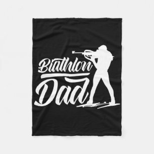 Biathlon Dad Sports Biathlons Biathlete Father Dad Fleece Blanket