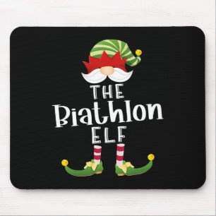 Biathlon Elf Group Christmas Funny Pajama Party Mouse Mat