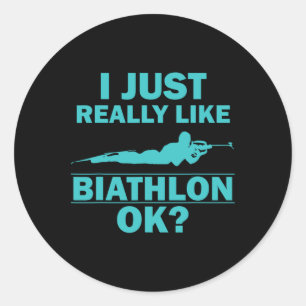 Biathlon Funny Prone Position Biathlete Shooting S Classic Round Sticker