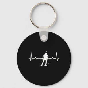 Biathlon Heartbeat Cross-country Skiing Winter Spo Key Ring